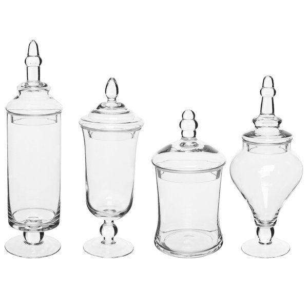 MyGift 4 Piece Clear Indoor / Outdoor Glass Apothecary Jar Set